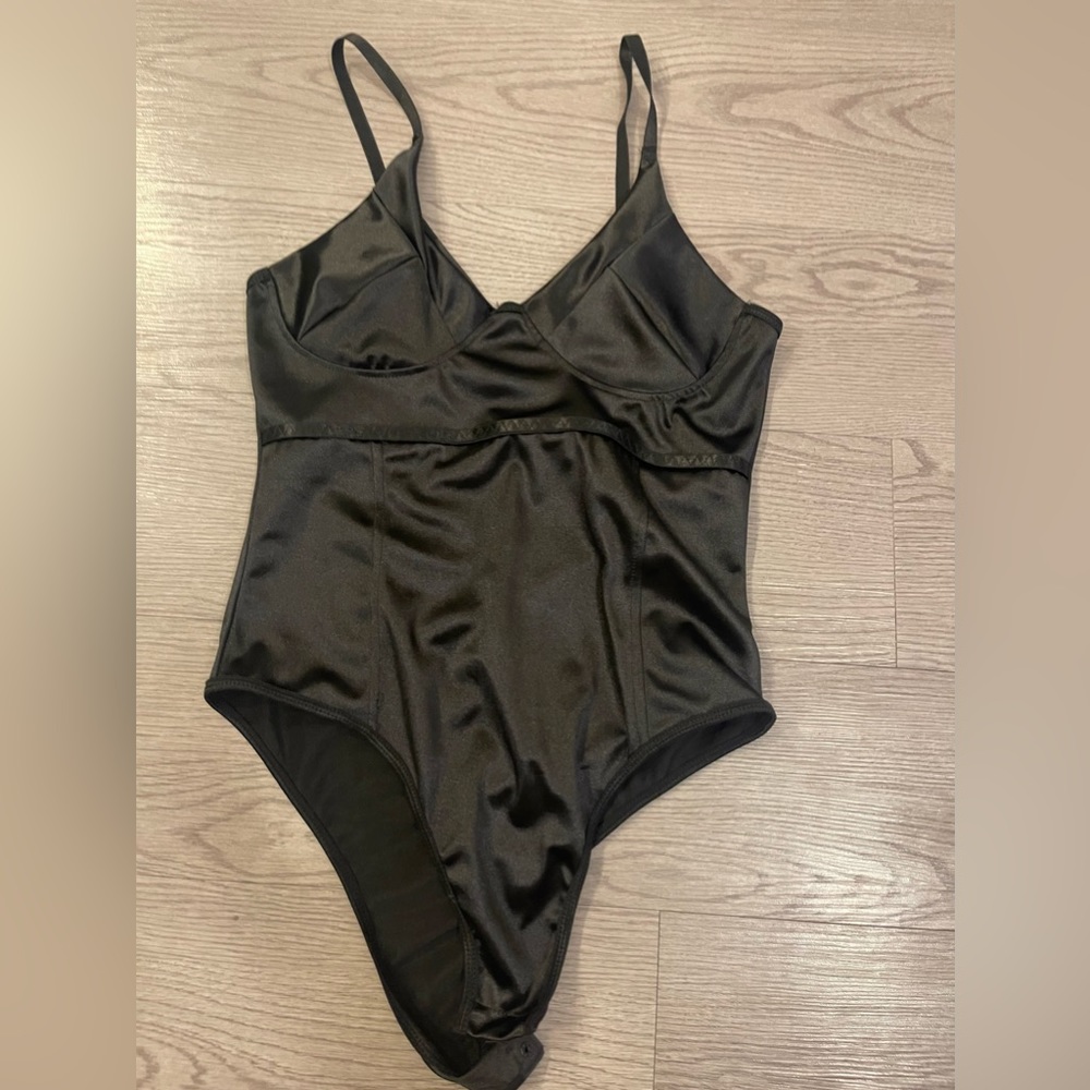 Satin black bodysuit
